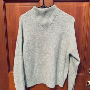 Madewell Mockneck Gray Pullover Sweater Size S Alpaca Wool Blend , Like New